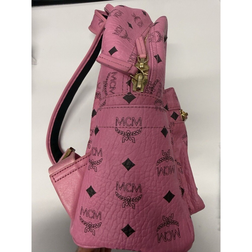 MCM Visetos Studded Small Stark M Backpack Pink w/ COA Y5382 - Picture 3 of 7